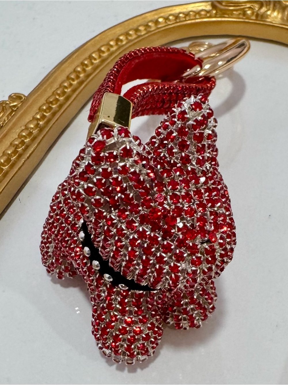 New Red Crystal Dog  Keychain & Charm